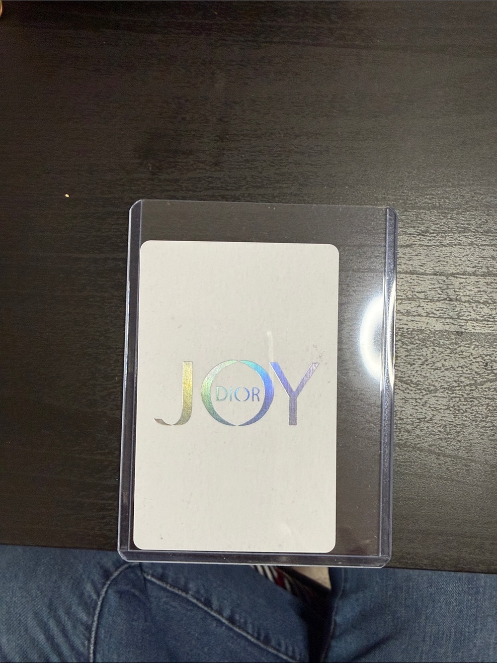 Dior Holographic JOY Playing Card - White with Iridescent Lettering